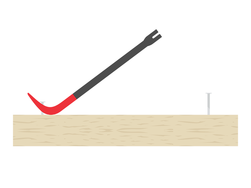 バールで釘を抜く